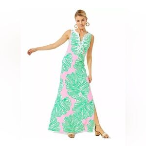 Lilly Pulitzer Carlotta Mandevilla Baby Who Let Fronds Out MAXI DRESS 2 NWT